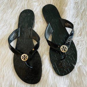 Tory Burch Thora Black Patent Leather Sandals Sz 9